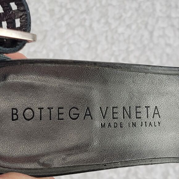 Bottega Veneta Heels Wide Cutout Ankle Cuff Metallic Pewter Silver Leather 6.5 - Picture 13 of 13